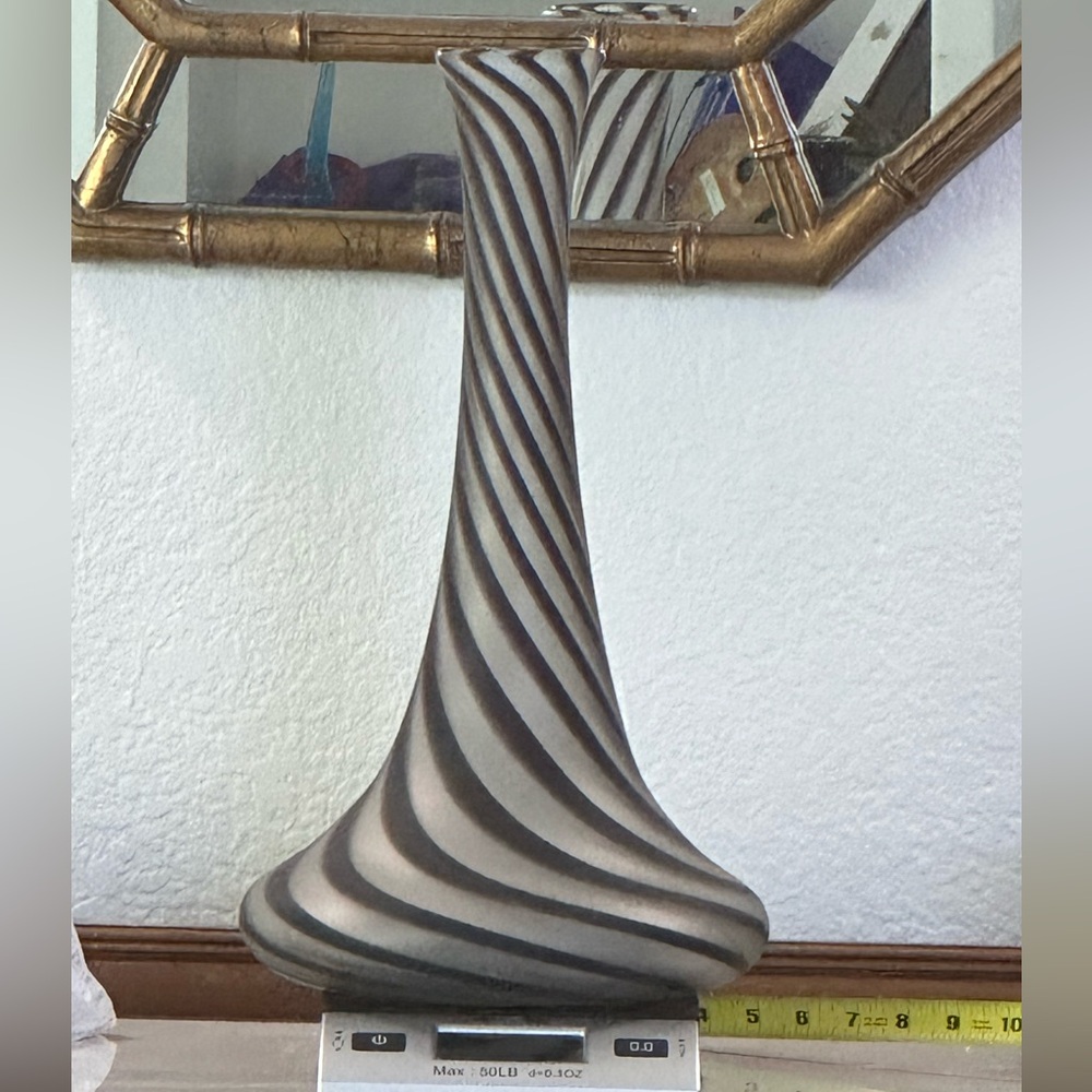 Vintage bohemian satin glass swirl studio art vase